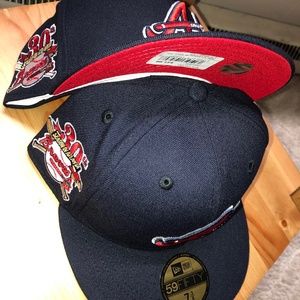 Atlanta Braves Fitted Hat New Era Navy Blue Red 7 1/4 NEW